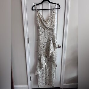 STRUT & BOLT Black & Cream High Low Ruffle Wrap Style